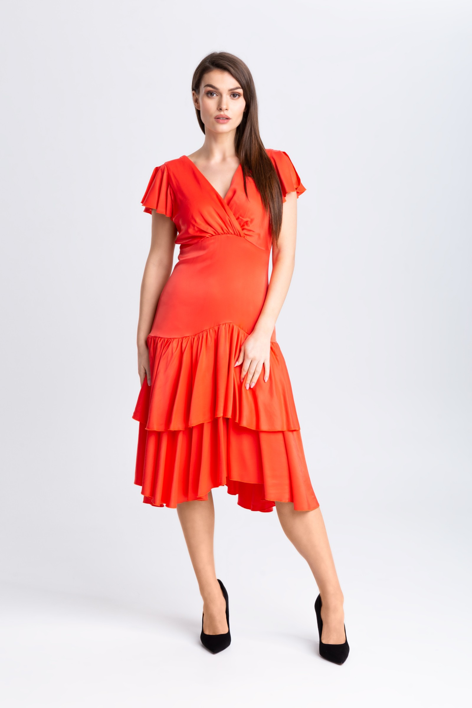 Kobieca, zwiewna sukienka z falbanami m970 Szulist