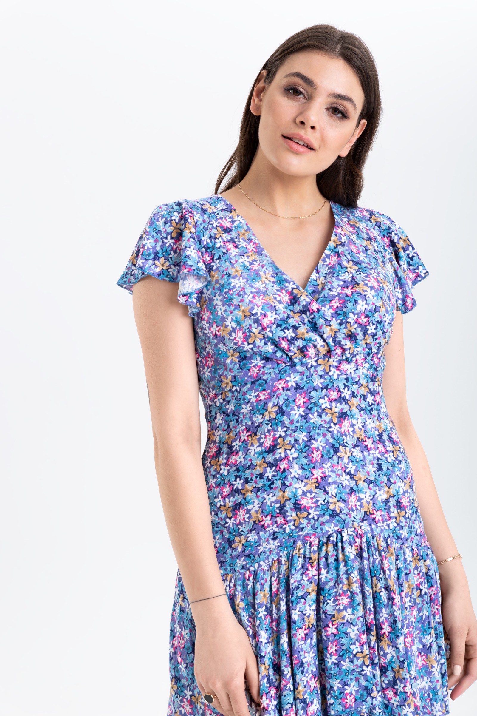 Kobieca, zwiewna sukienka z falbanami m970 Szulist