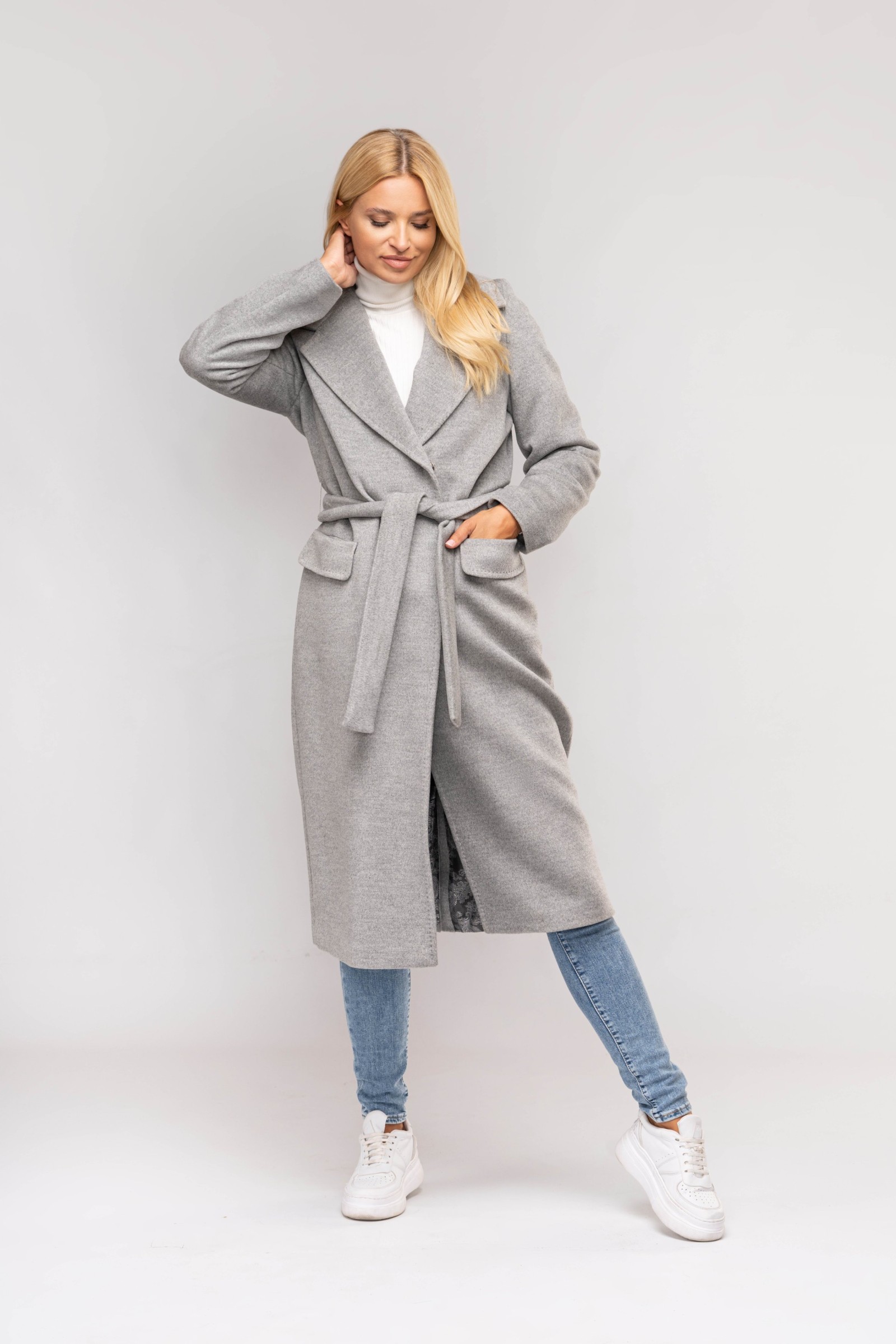 Elegancki, Długi Płaszcz Damski