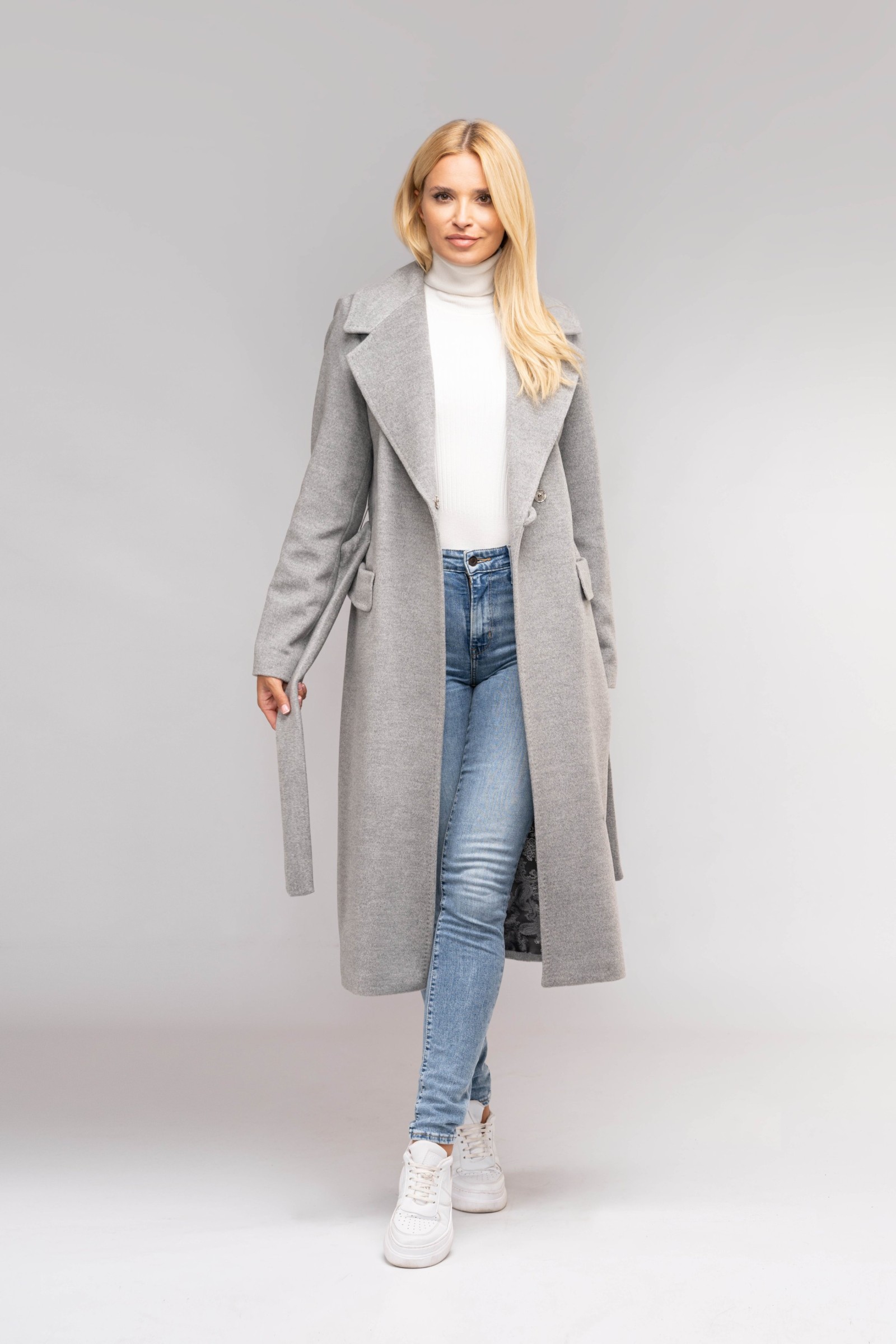 Elegancki, Długi Płaszcz Damski