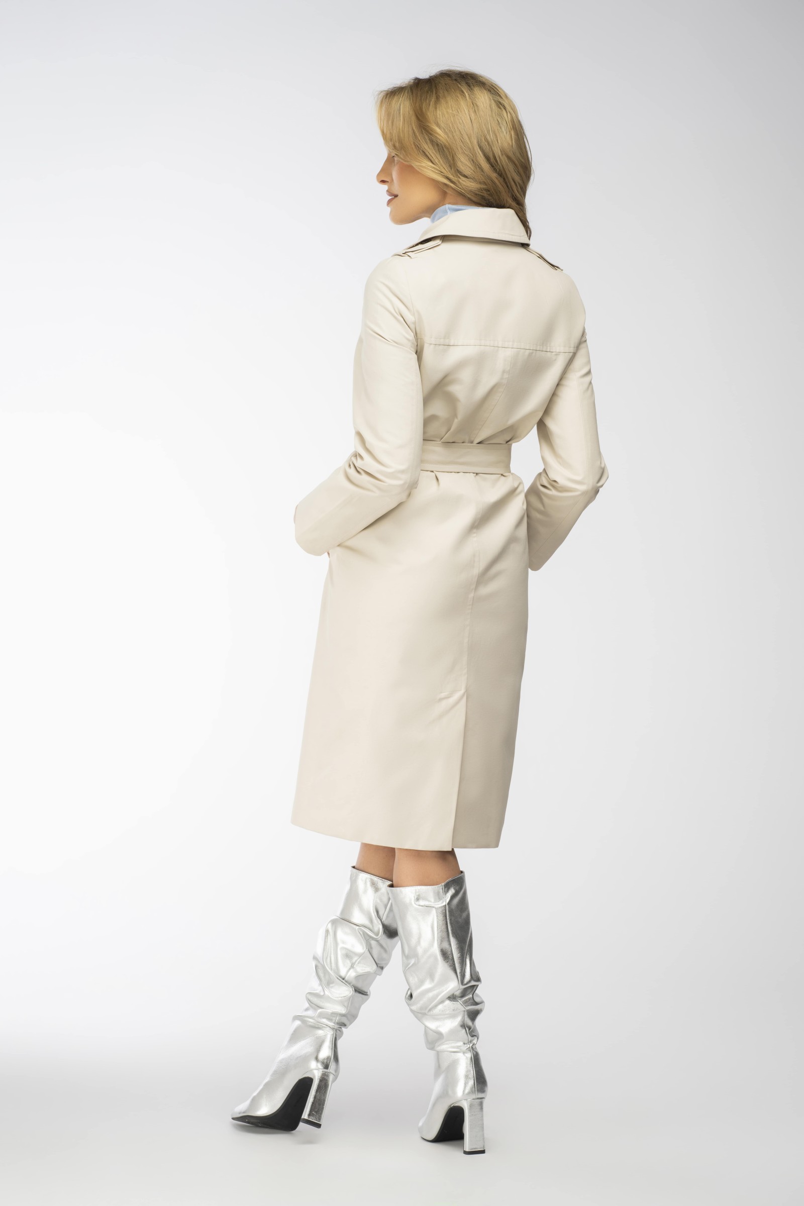 Klasyczny bawełniany prochowiec firmy Szulist - jasny beż m533