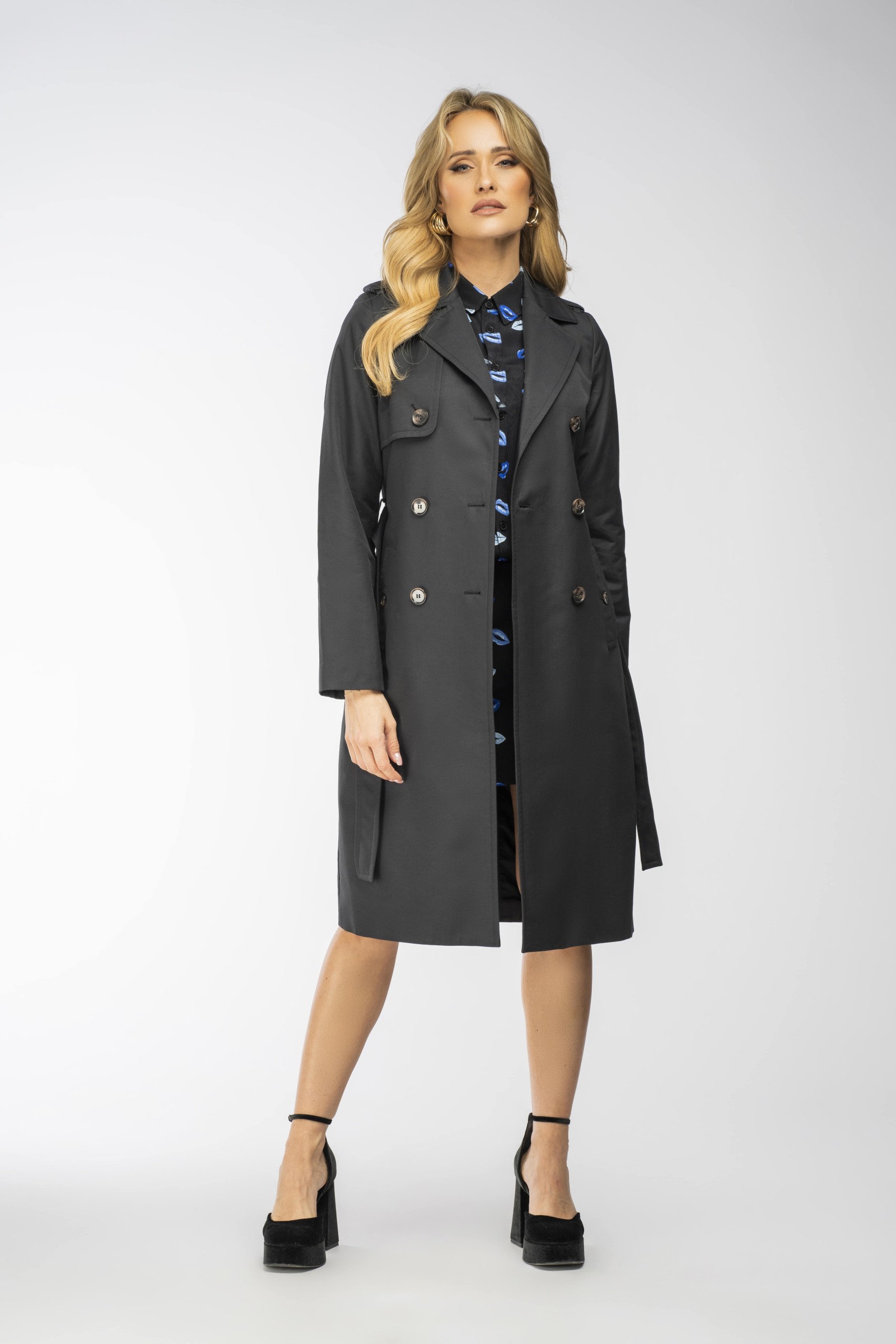 Klasyczny bawełniany prochowiec firmy Szulist - czarny m533