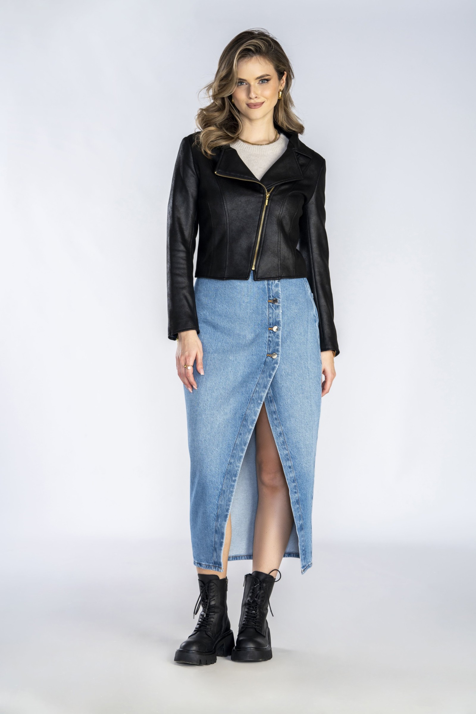 Ramoneska ze skóry ekologicznej czarna m725 Szulist