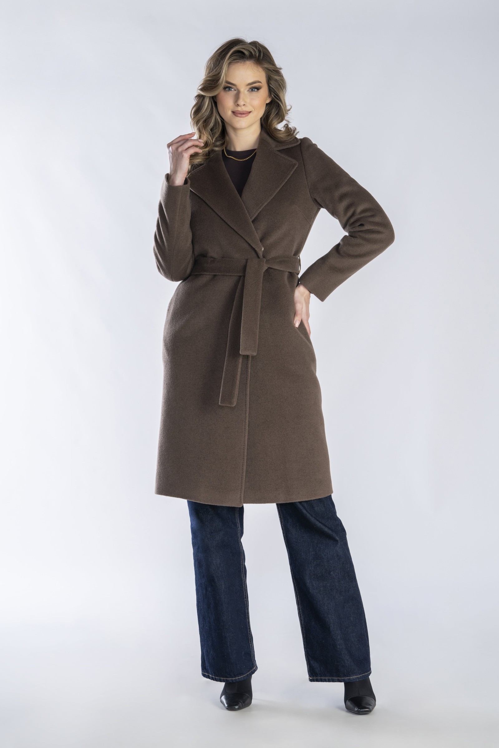 Elegancki, Długi Płaszcz Damski