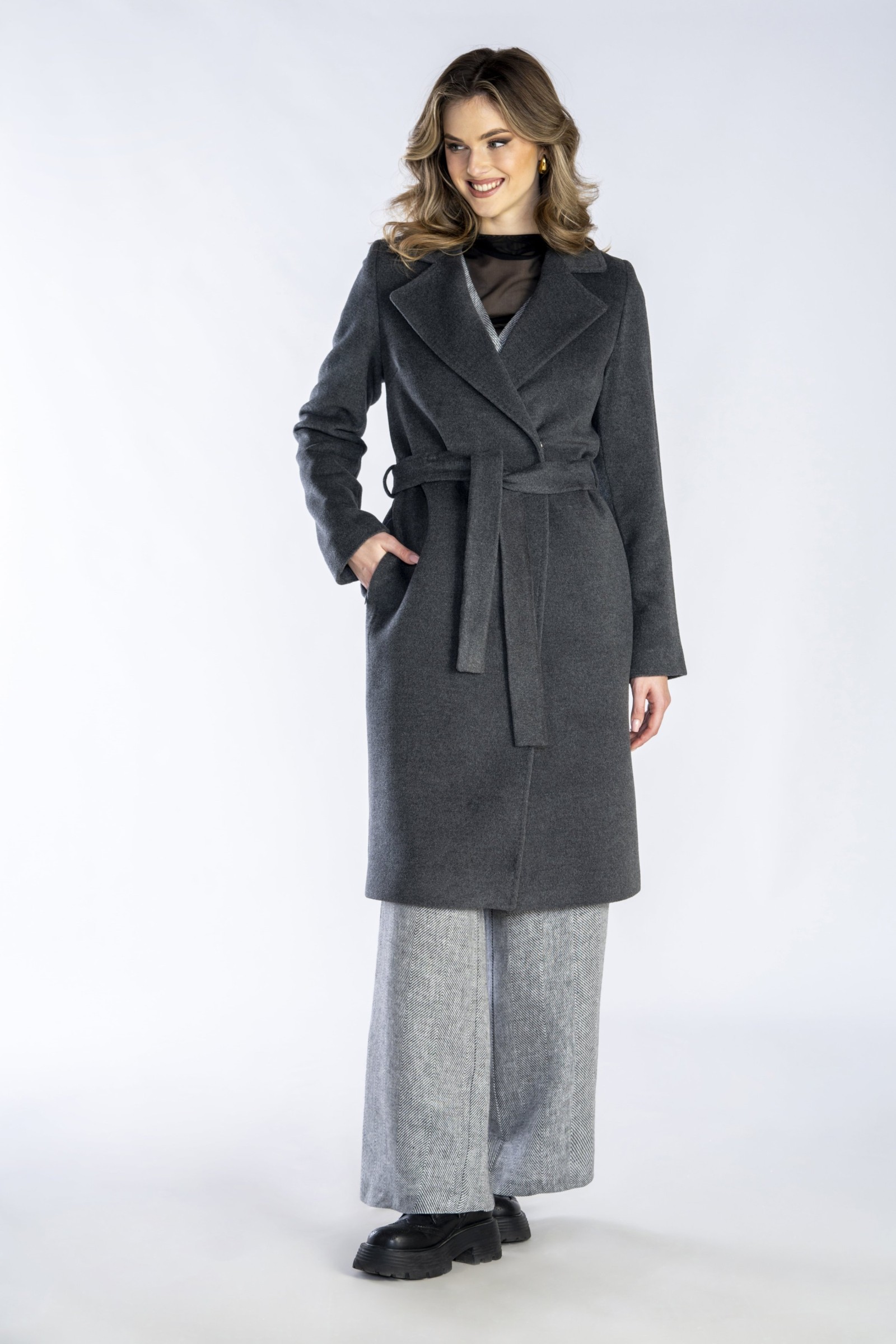 Elegancki, Długi Płaszcz Damski