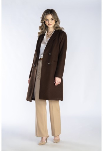 Elegancki płaszcz typu dyplomatka z kieszeniami w ramkach.