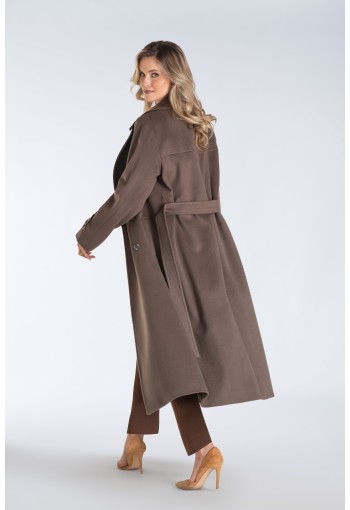 Elegancki płaszcz dwurzędowy z paskiem – idealny wybór na jesień i zimę dla kobiet ceniących klasykę i wygodę.