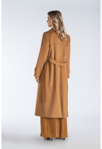 Elegancki płaszcz dwurzędowy z paskiem – idealny wybór na jesień i zimę dla kobiet ceniących klasykę i wygodę.