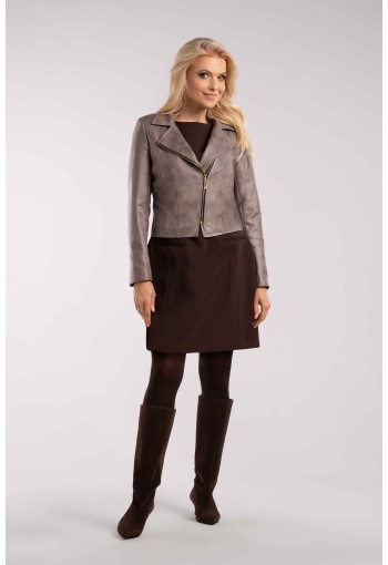 Ramoneska ze skóry ekologicznej beżowa m725 Szulist