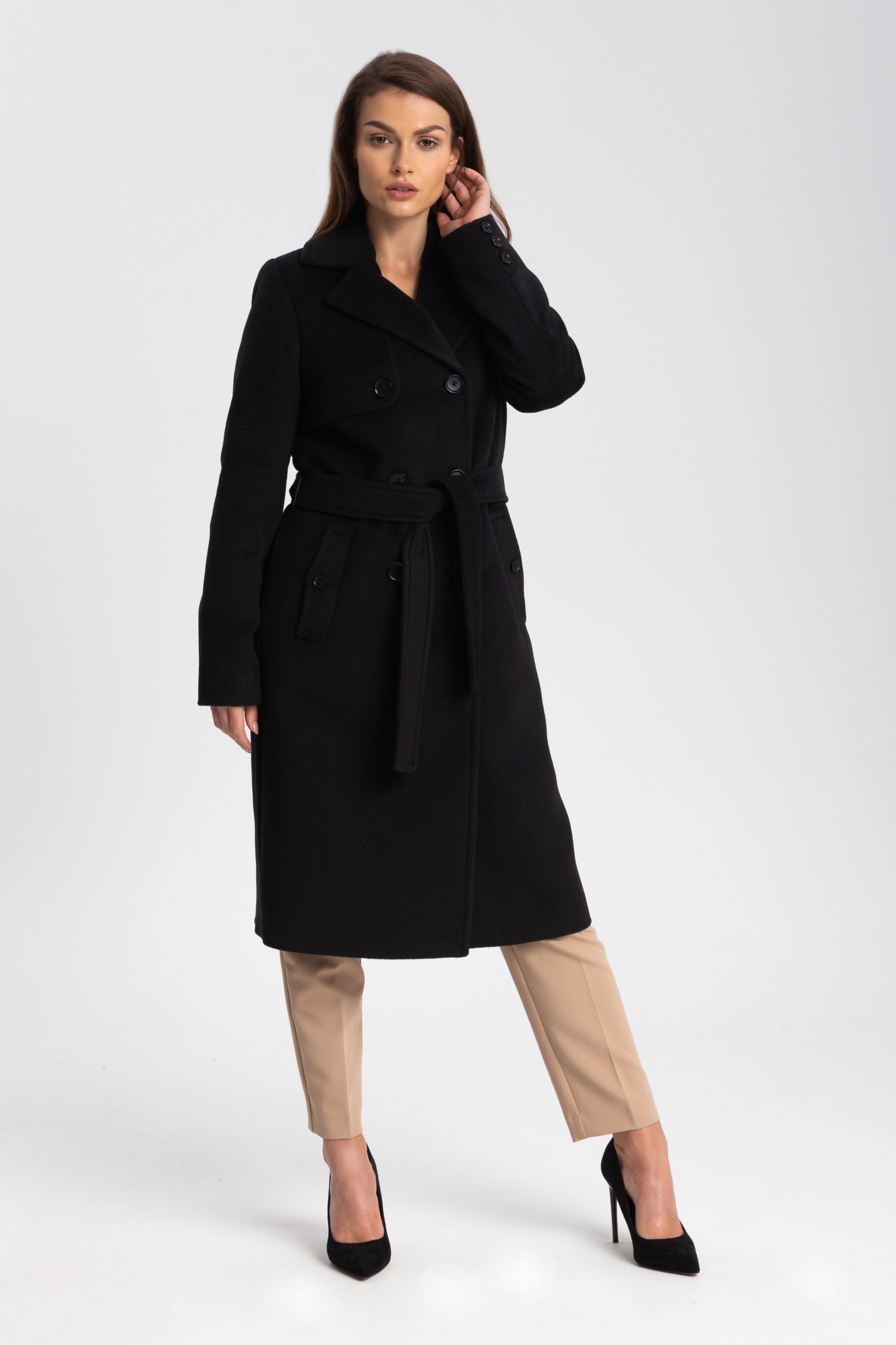 Elegancki, Długi Płaszcz Damski