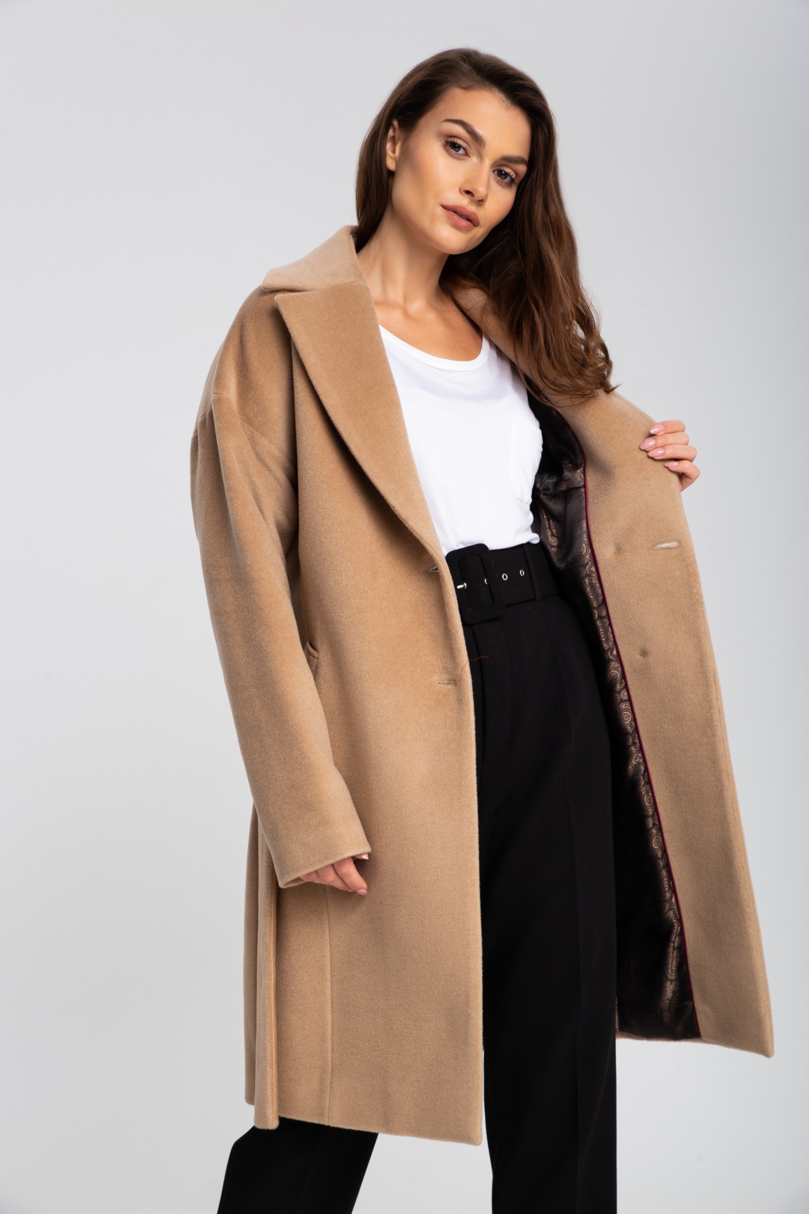 Elegancki, Długi Płaszcz Damski