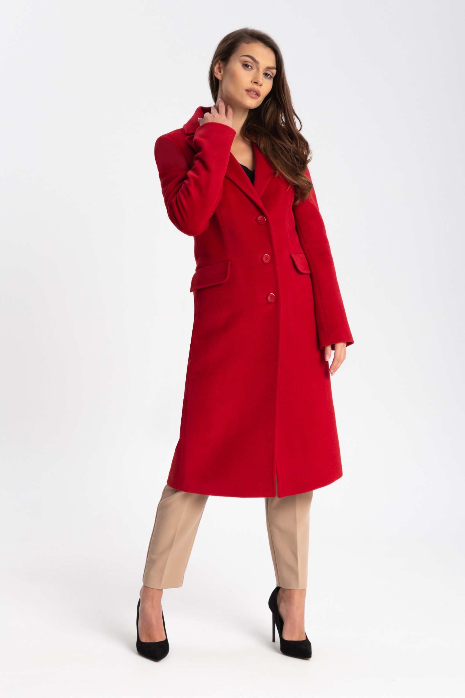 Elegancki, Długi Płaszcz Damski