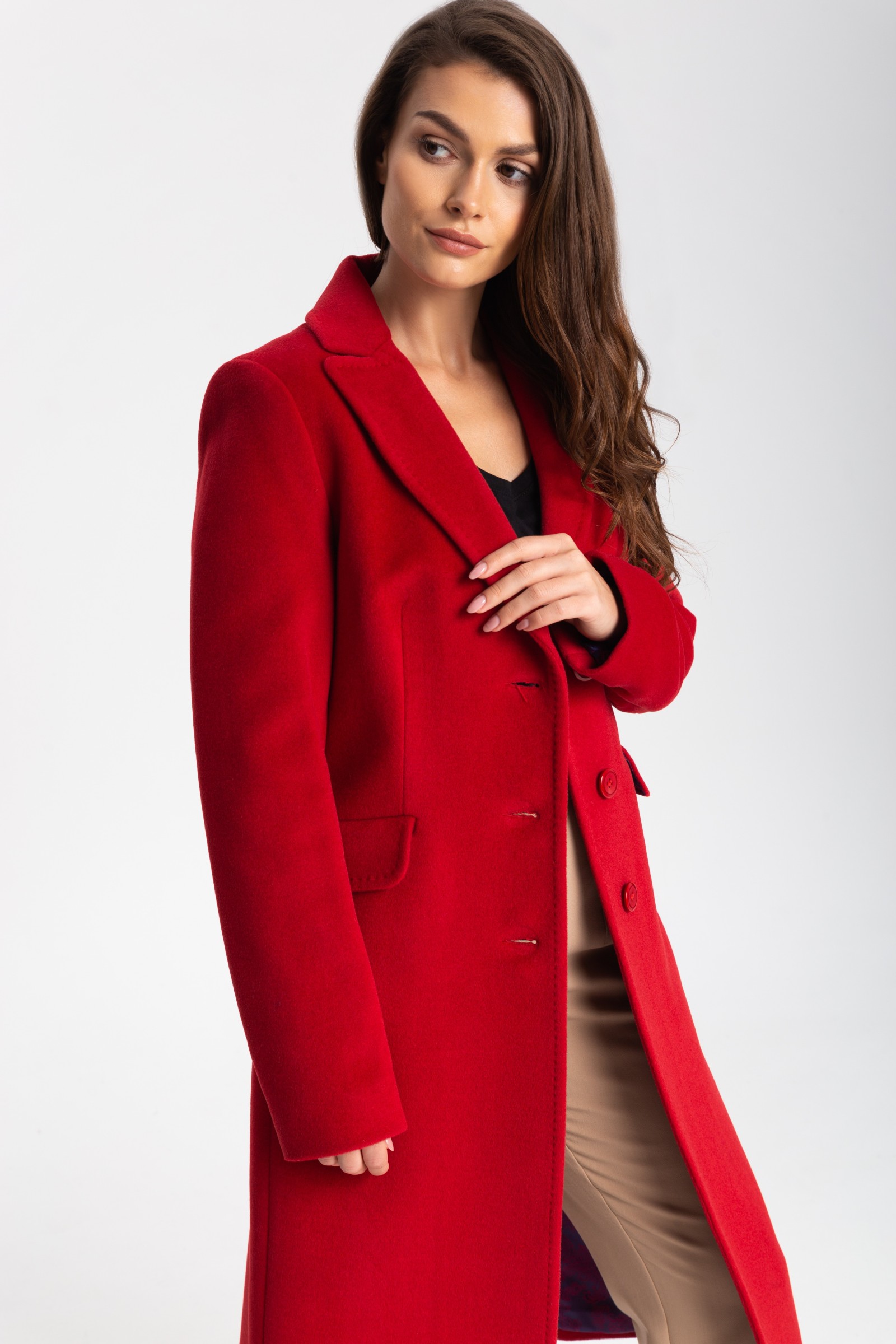 Elegancki, Długi Płaszcz Damski