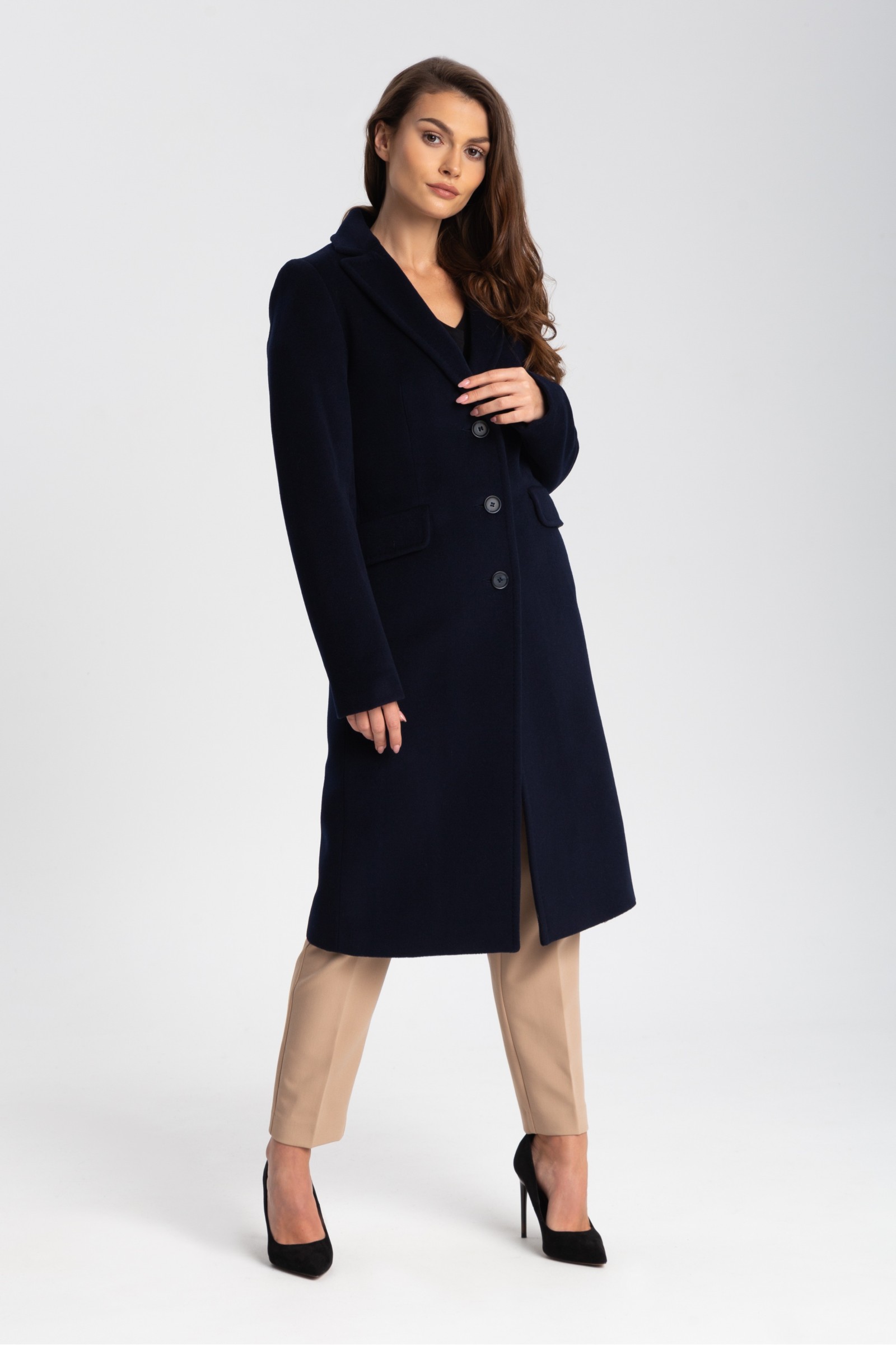 Elegancki, Długi Płaszcz Damski