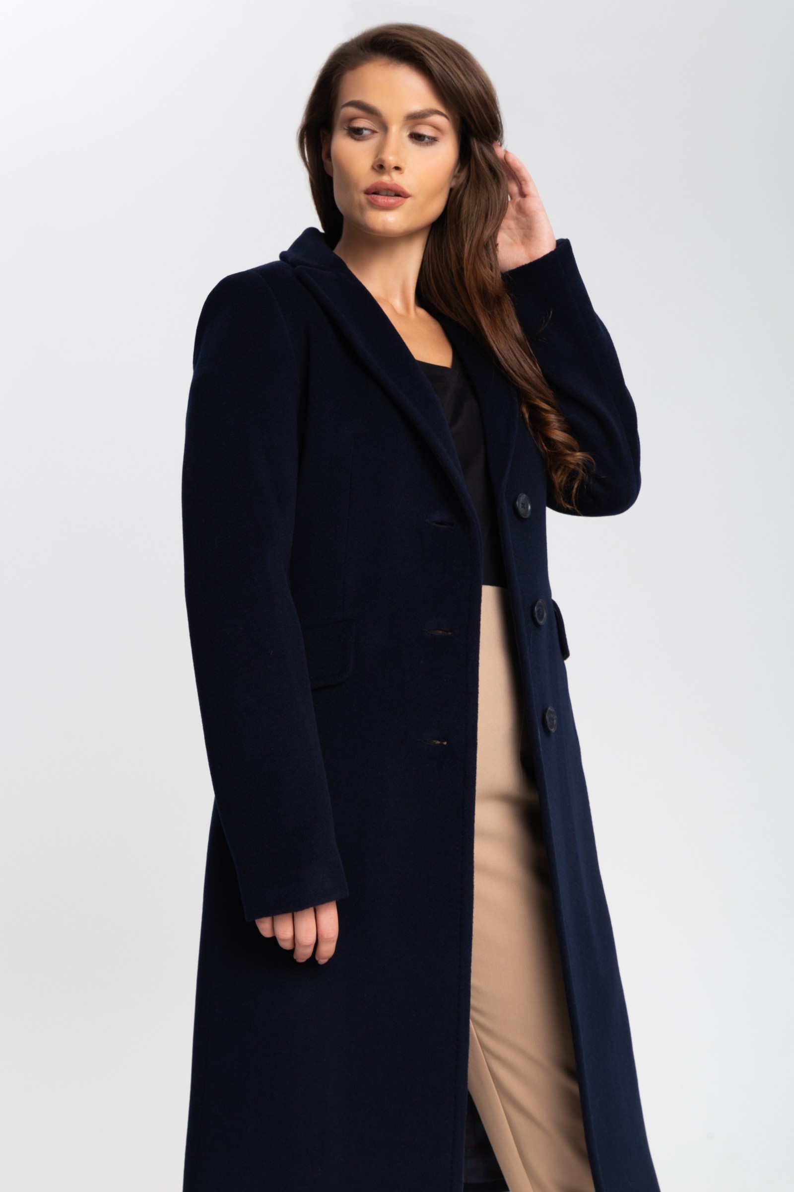 Elegancki, Długi Płaszcz Damski