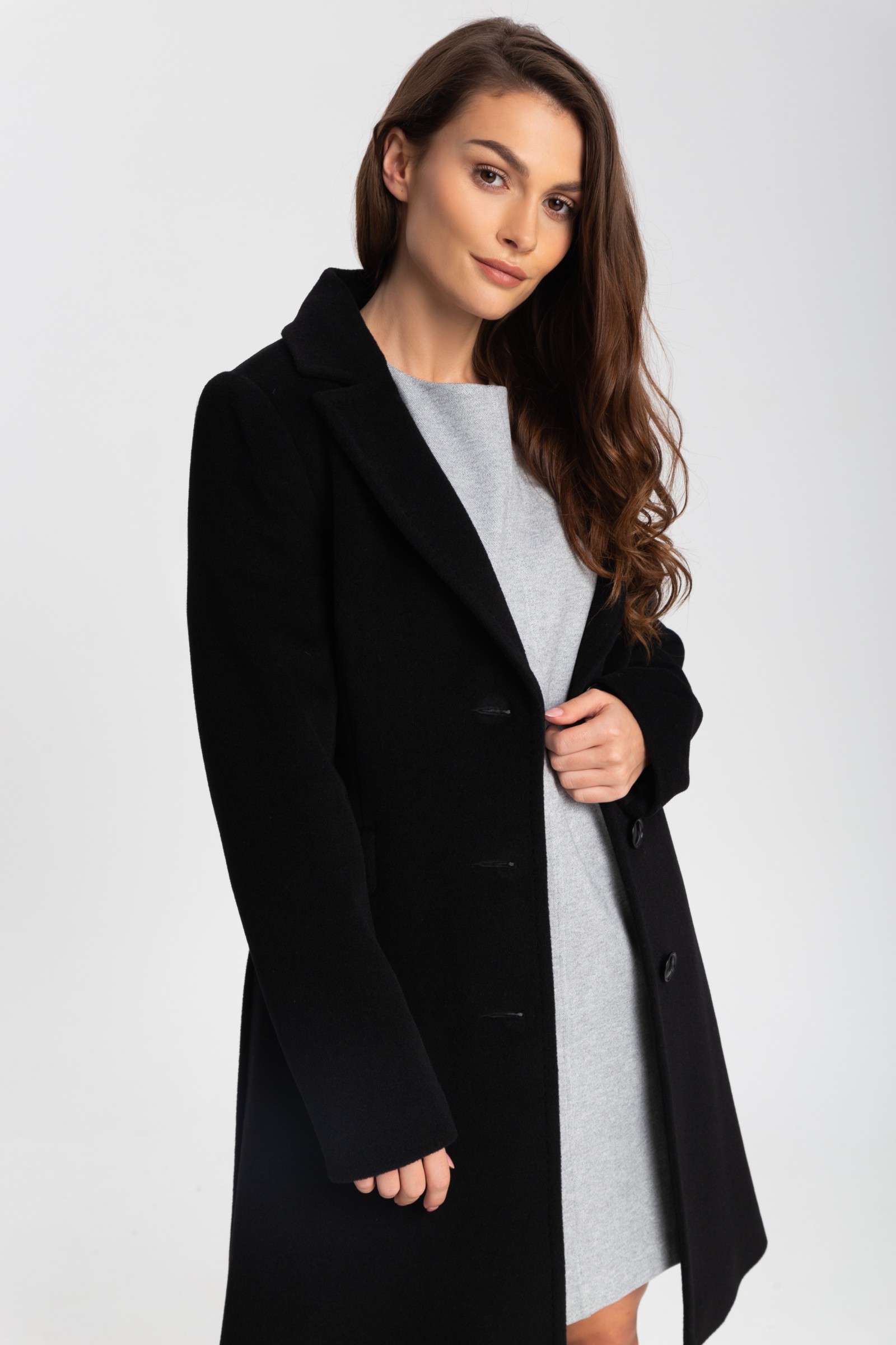 Elegancki, Długi Płaszcz Damski