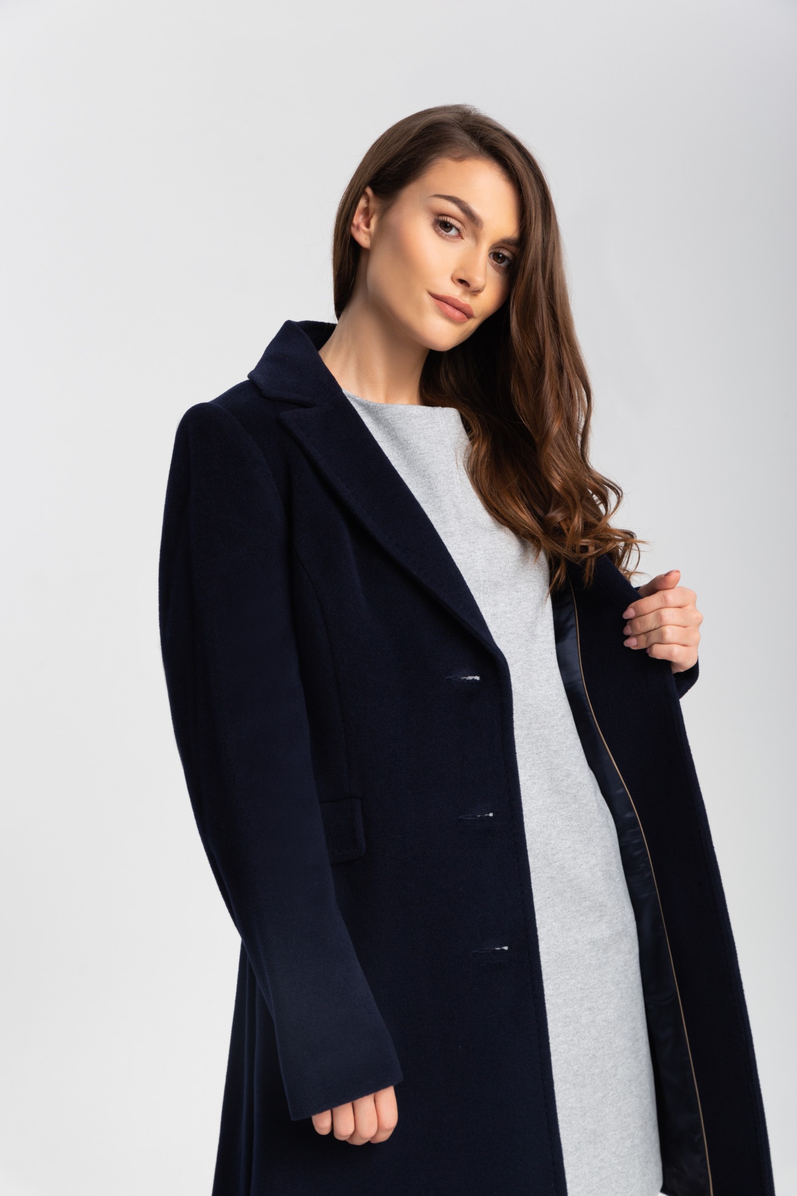 Elegancki, Długi Płaszcz Damski