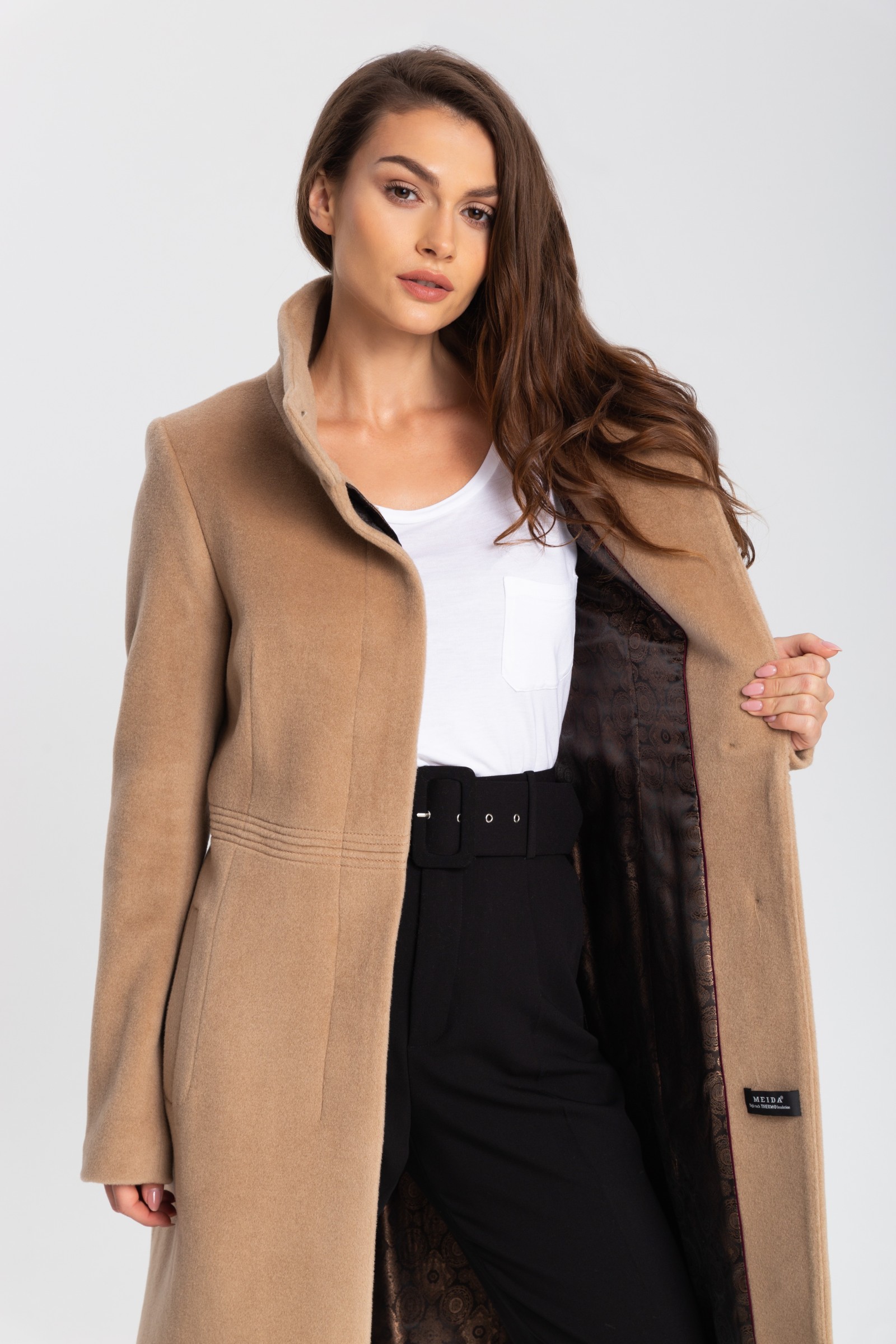 Elegancki, Długi Płaszcz Damski