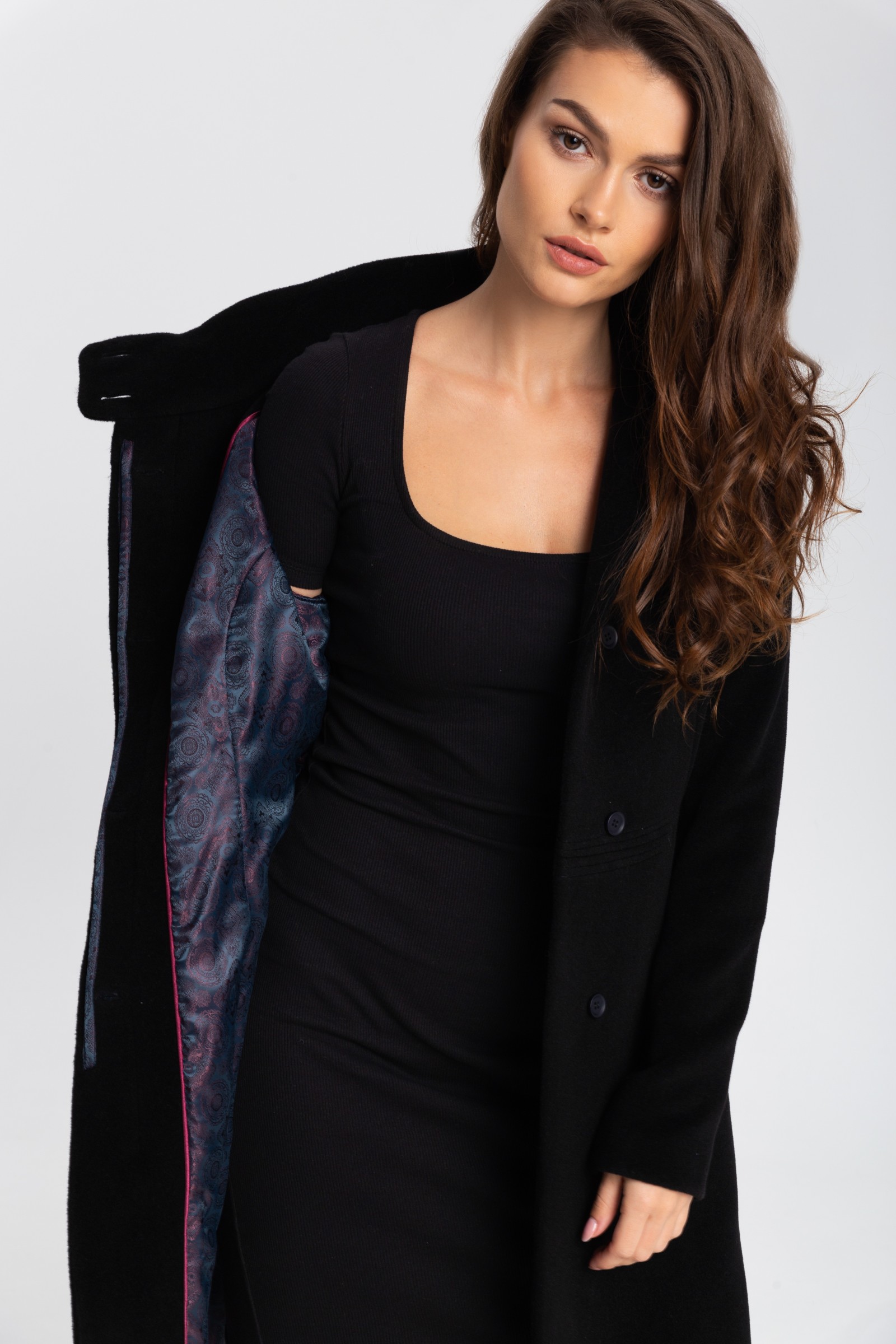 Elegancki, Długi Płaszcz Damski