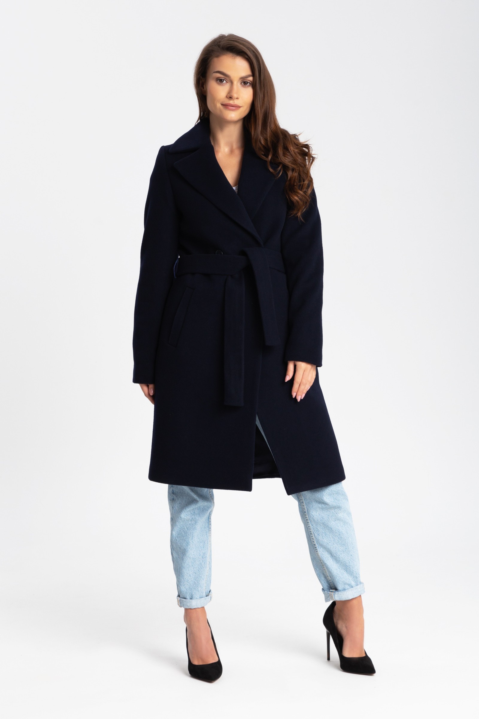 Elegancki, Długi Płaszcz Damski