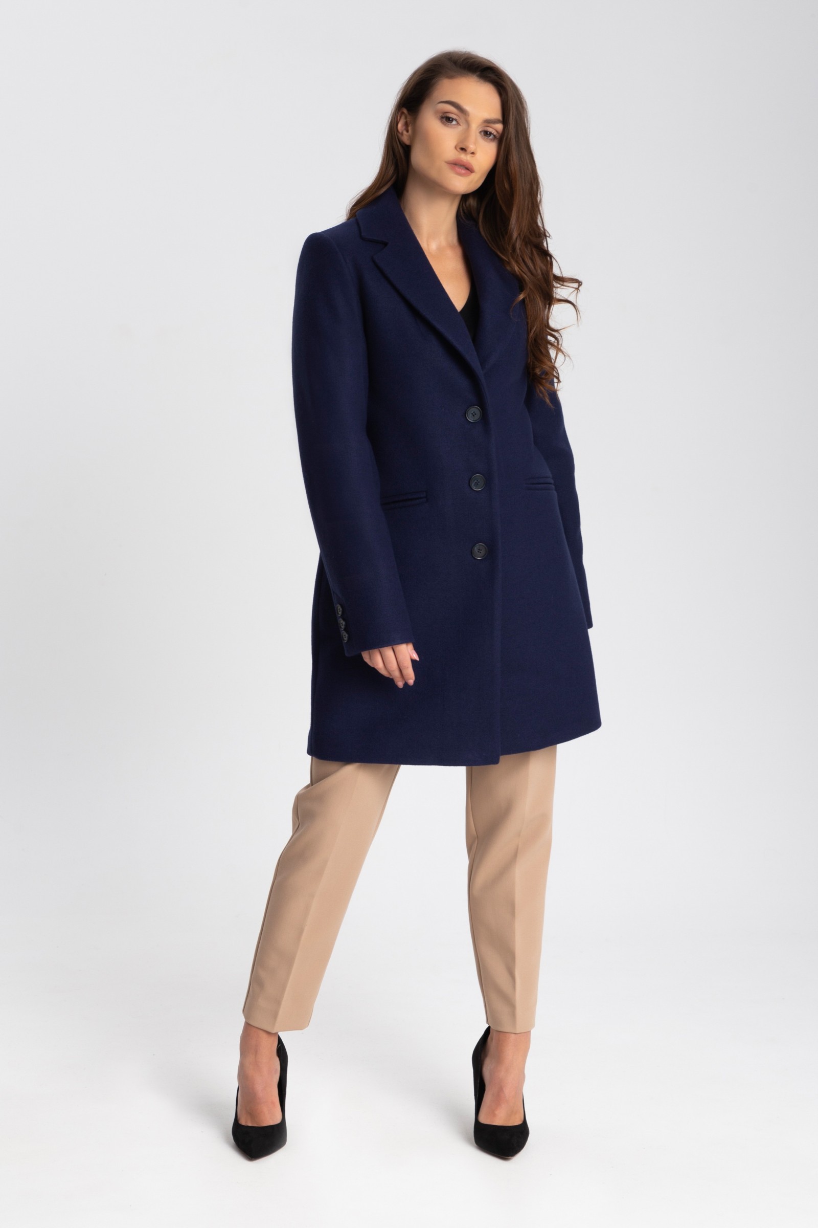 Elegancki, Długi Płaszcz Damski