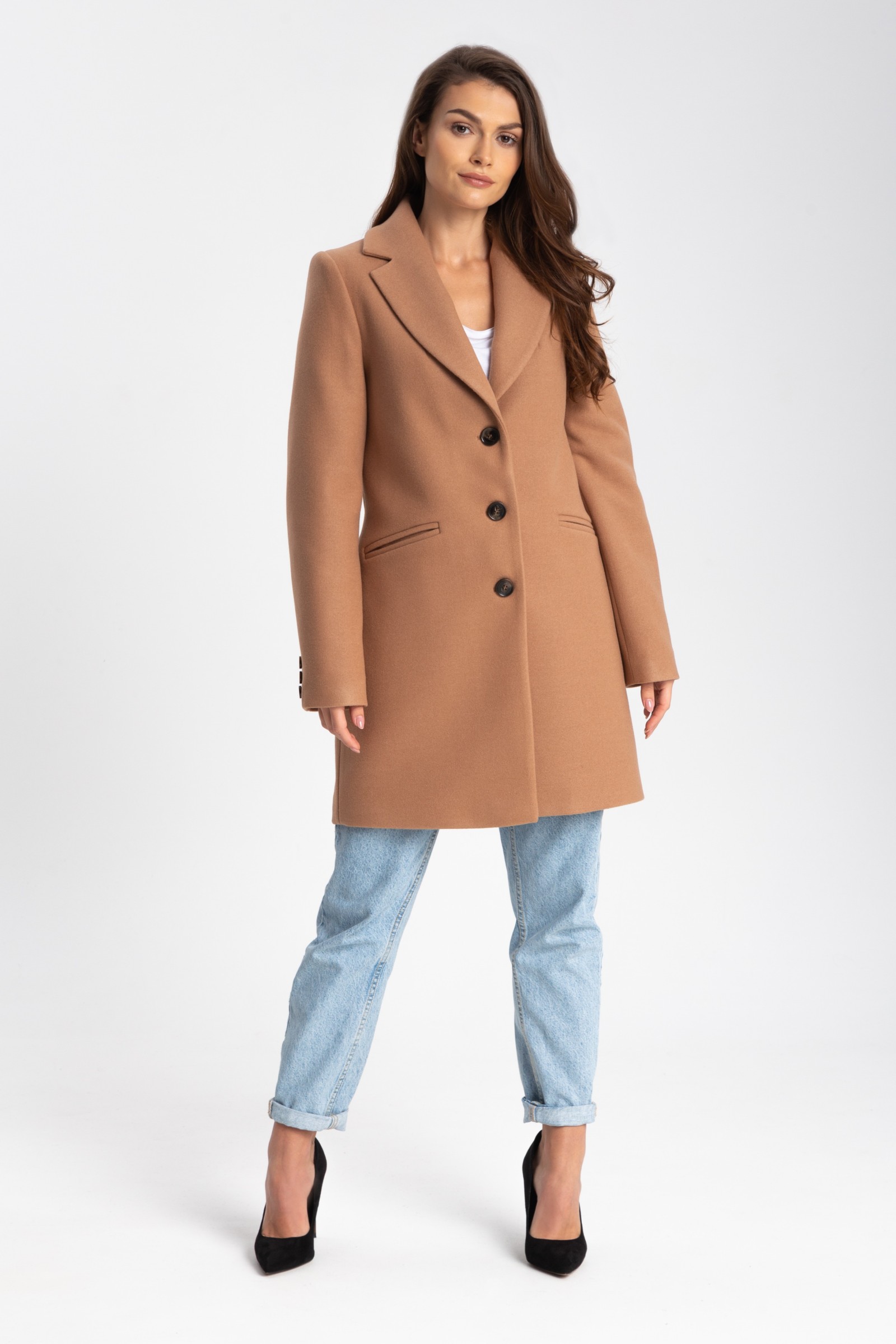 Elegancki, Długi Płaszcz Damski