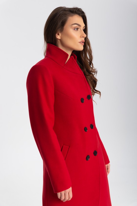 Modny płaszcz z paskiem m515 czerwony
