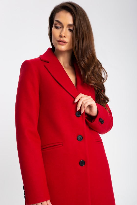 Prosty, krótki płaszcz typu dyplomatka m516 czerwony
