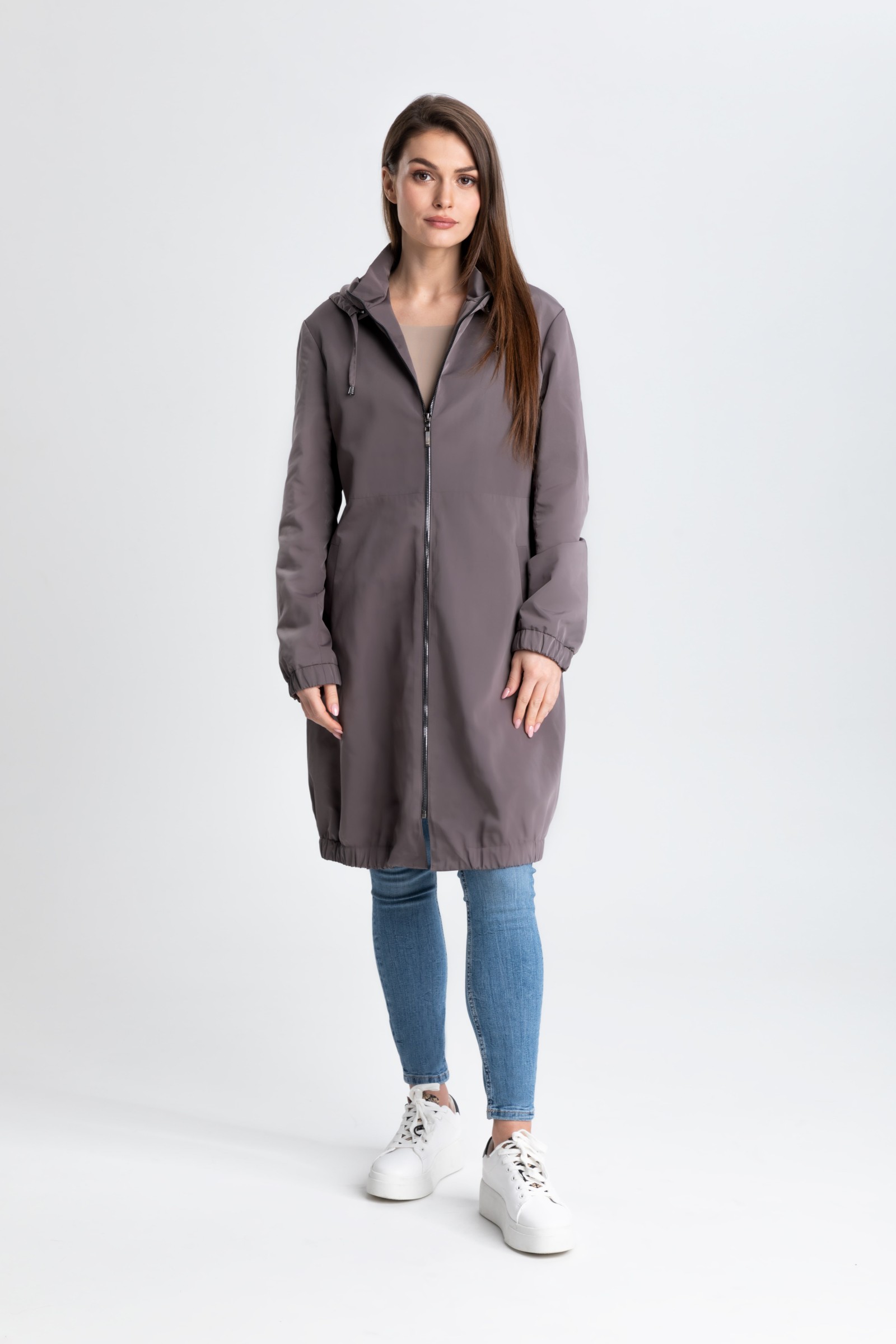 Szulist płaszcz typu parka na suwak z kapturem