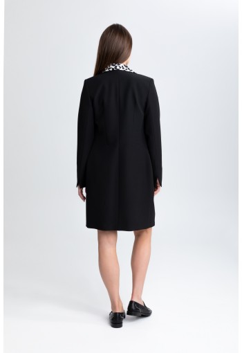 Elegancki płaszcz na 1 guzik m508 czarny Szulist