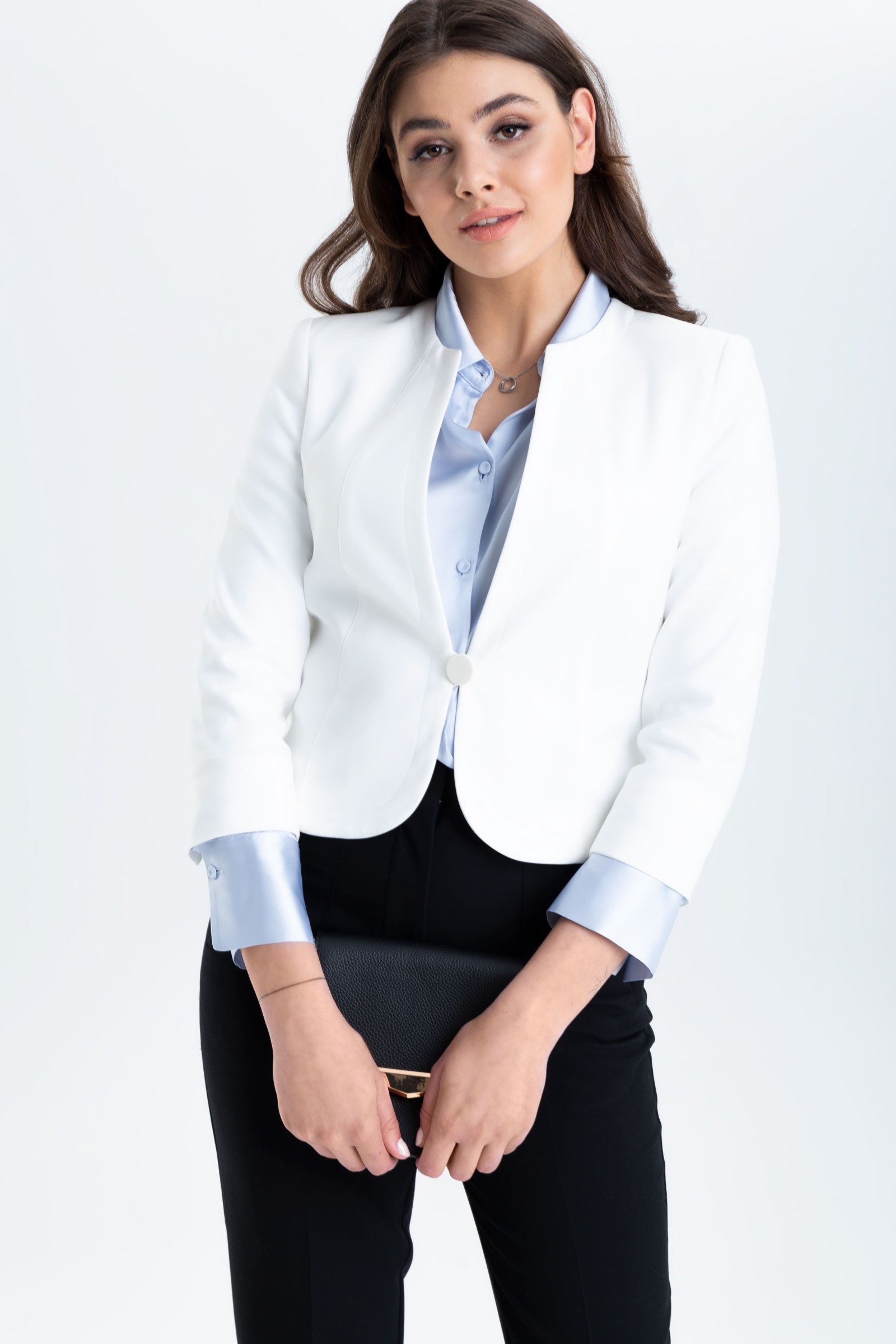 Elegancki żakiet typu chanelka na 1 guzik