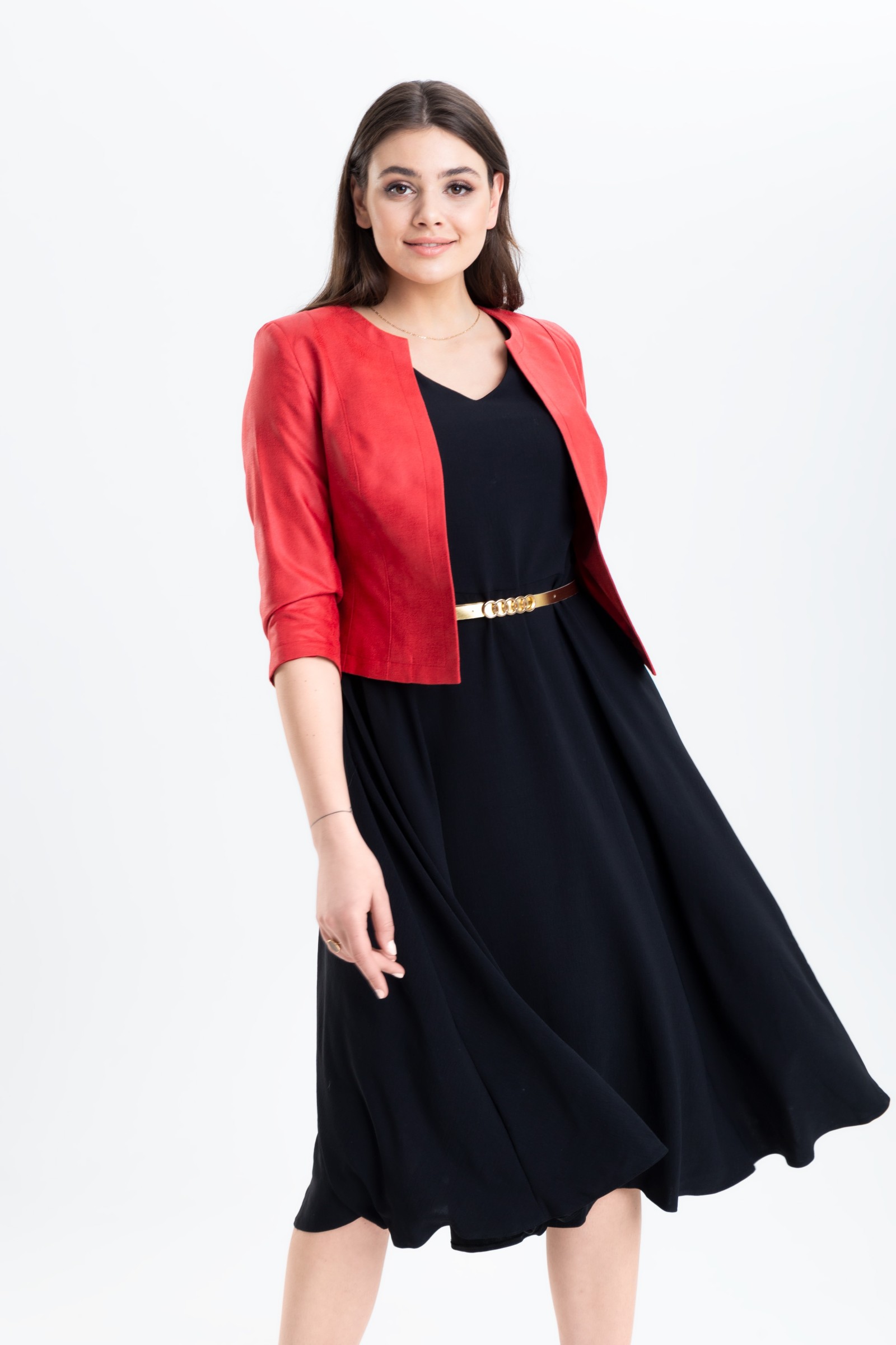 Krótki żakiet ze skóry ekologicznej m674 Szulist