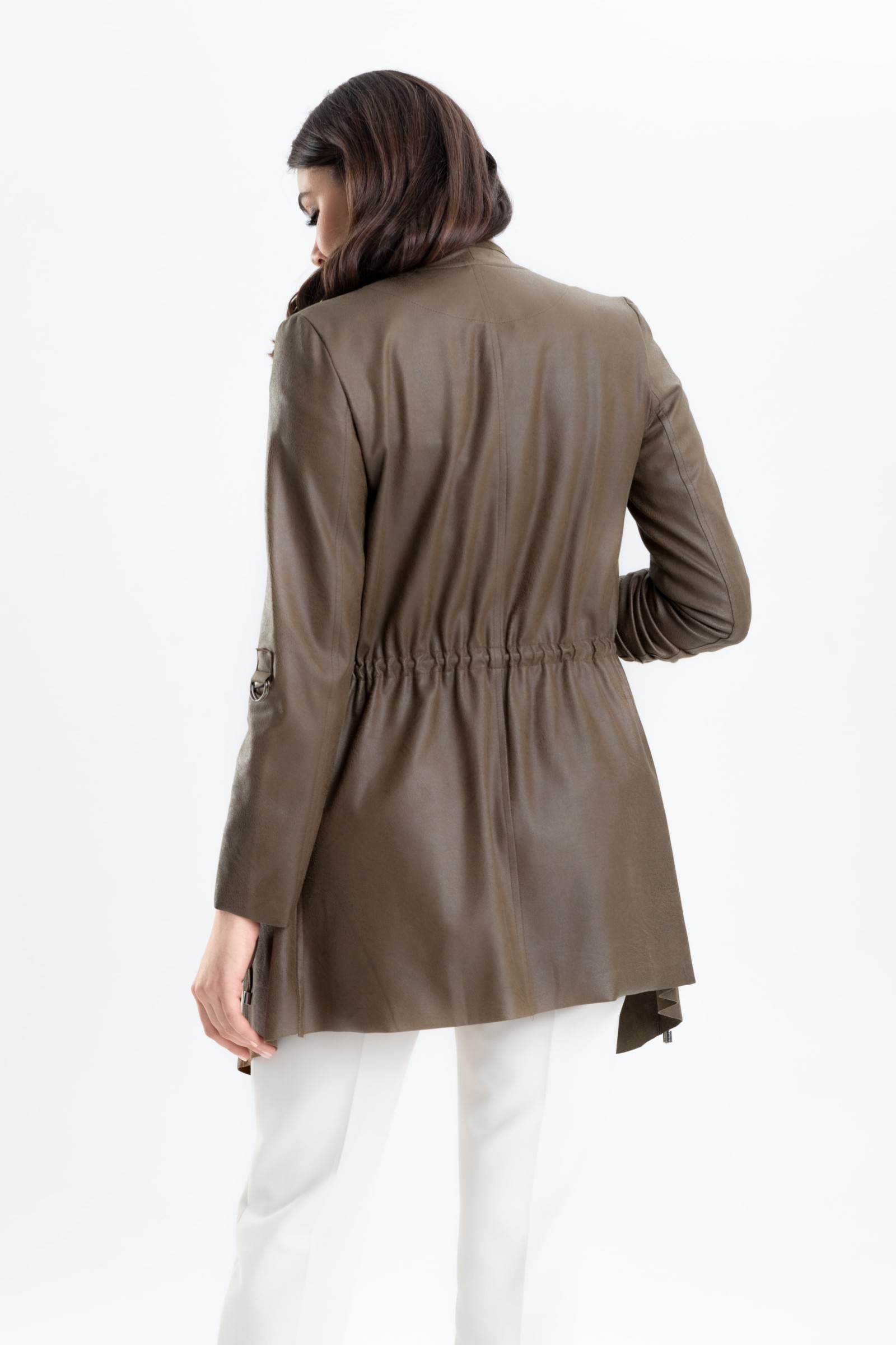 Lekki żakiet - płaszczyk z grubej, miłej skóry ekologicznej m724 Szulist